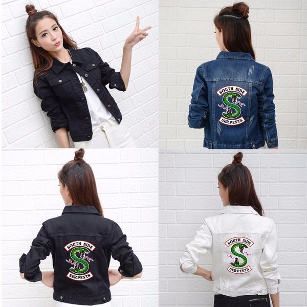 

riverdale jeans jacket south side serpents streetwear spring jean women jacket harajuku hip hop riverdale clothing female, Black;brown