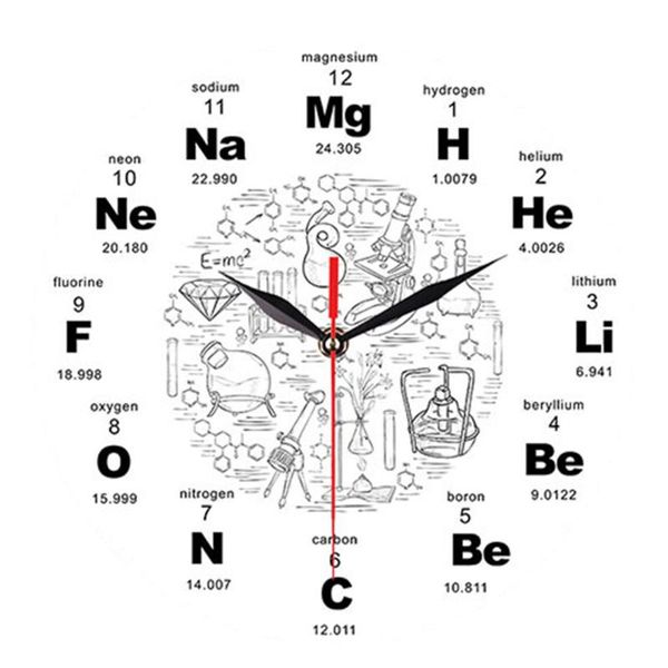 

12 inch silent bedroom home science elements gift acrylic wall clock