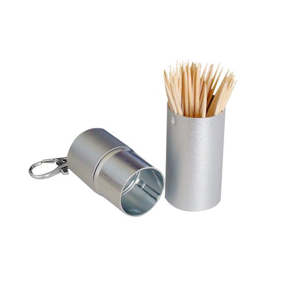 

2pcs toothpick holders waterproof aluminium mini case toothpick case box for traveling camping hiking