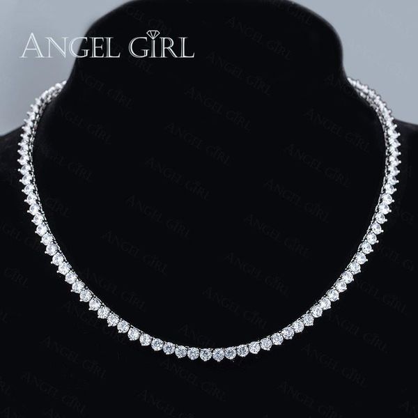 

angelgirl charms shiny 18 inches three prong 4mm zircon tennis silver and gold colour necklace for women and men brand jewelry j190625
