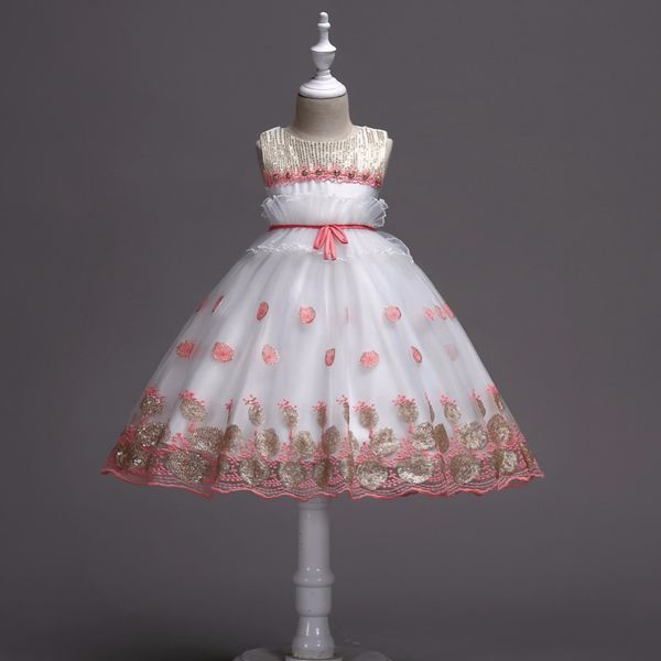 

teenage girls dresses sequined formal prom ball gown for kids clothing wedding party dress christmas children clothes 3-13t, Red;yellow