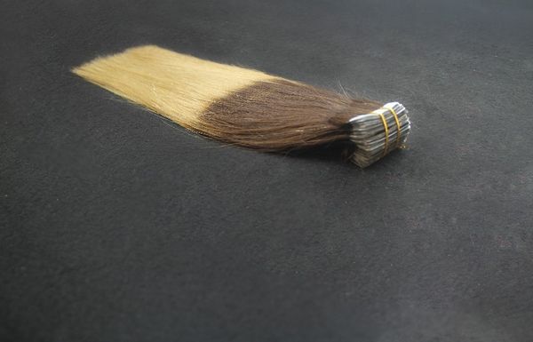 T2 60 Ombre Color 10 30 Inchs Virgin Tape Straight Hair Extensions