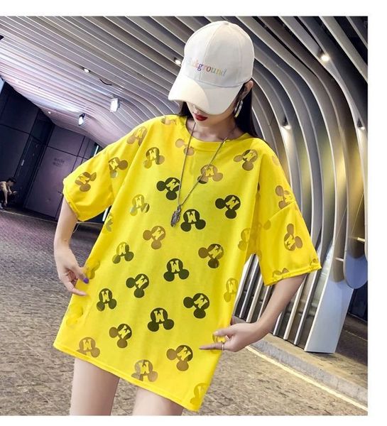 

women tshirt for summer fashion perspective mid-length and short sleeve t-shirt 2020 new casual women tees 4 colors, White