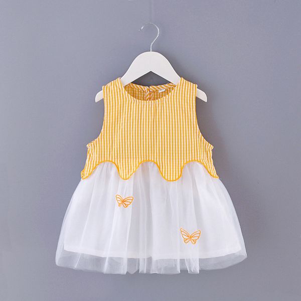 

2020 baby girl clothing summer princess dress tutu dressed casual children's clothing cute butterfly embroidery party holiday, Red;yellow