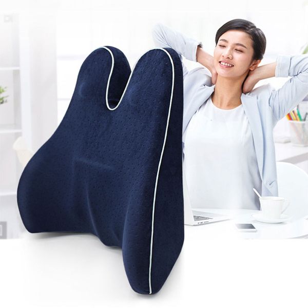 

anti hemorrhoid memory foam waist lumbar side support pillow spine coccyx protect orthopedic car seat office back cushion #