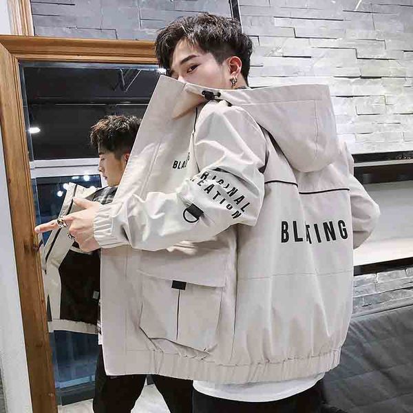 

men's jackets men casual windbreaker zipper jacket hooded outdoor thick warm jackets with letter print 3 color size m-3xl wholesale, Black;brown