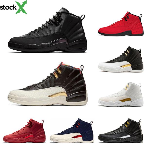 

new 12 12s mens basketball shoes winterized gym red college navy wings black cny bulls university blue men sport sneakers size 7-13