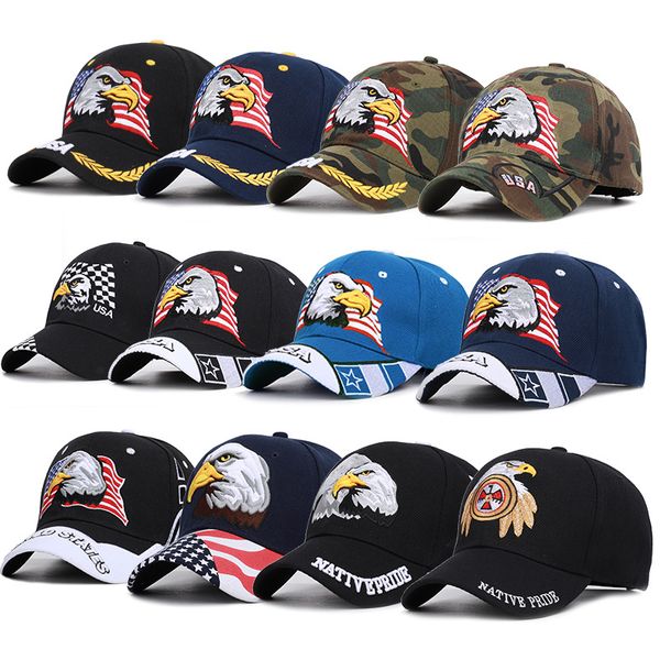 

12 style embroidered eagle baseball cap american flag cap sunshade cotton usa curved camouflage snapback bone men hat gorras, Blue;gray
