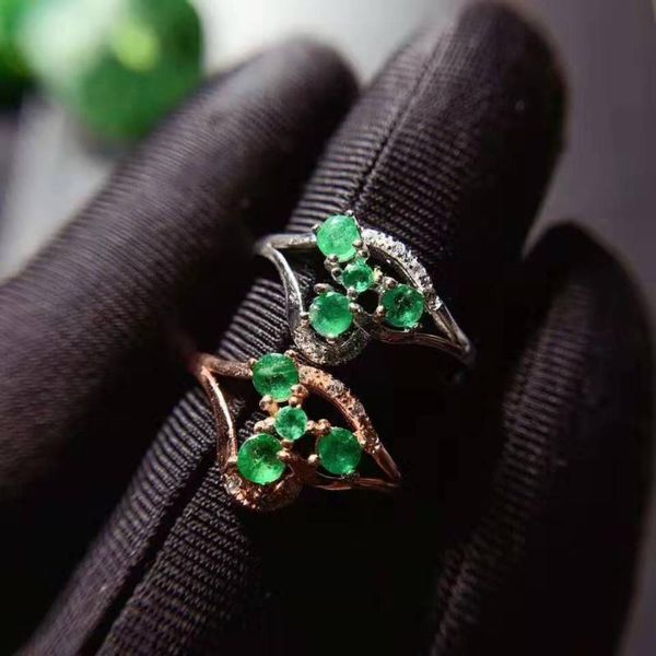

natural emerald ring fashionable gem 925 silver, Golden;silver