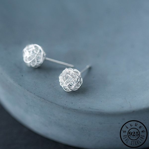 

fashion authentic 925 sterling silver minimalist irregular geometric round shape ear studs earrings jewelry for women, Golden;silver