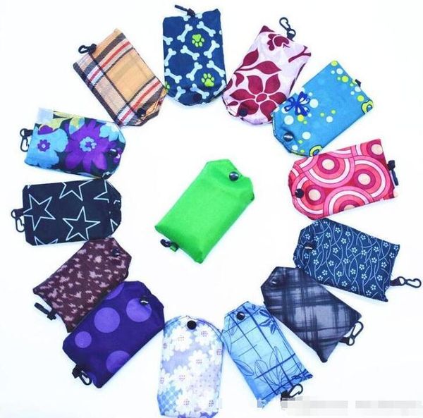 

nylon foldable handy shopping bags with reusable tote pouch recycle storage handbag large capacity eco-friendly folding bags for ladies b612, Black