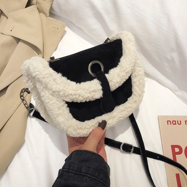 

ladies tote handbag feminine bolsa women plush chain bag chic messenger bag vintage female shoulder crossbody