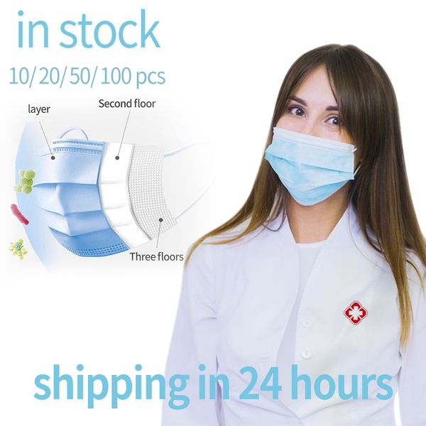 

3 layer disposable 10/20/50/100 pcs anti dust men women potective face mask breathable mouth masks