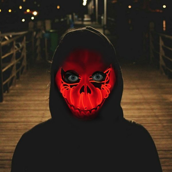 

led light up mask halloween decorative pumpkin skull masks glow party favors supplies battery not included