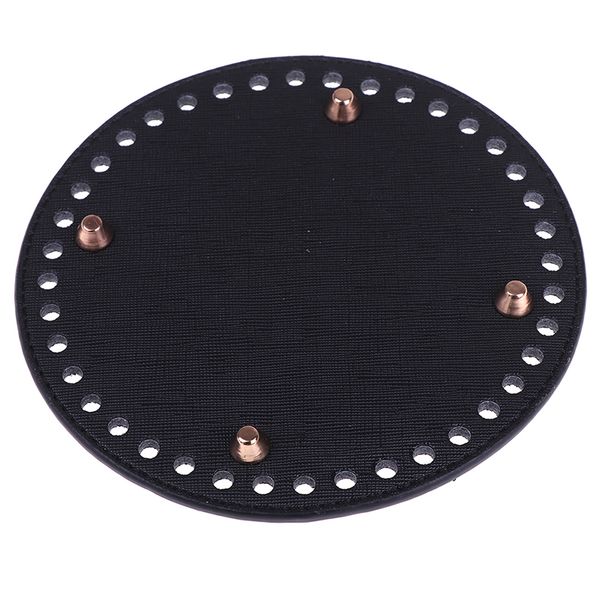 

1pc round bottom for knitting bag pu leather 40 holes women bag diy accessories, Black