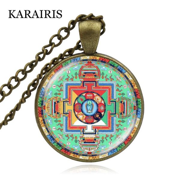 

karairis spiritual buddhist sri yantra pendant necklace chakra reiki healing meditation necklaces fashion jewelry, Silver