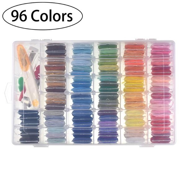 

cross stitch line 50/96/100 color boxed embroidery thread winding diy knitting thimble sewing needles scissors with box, Black;white