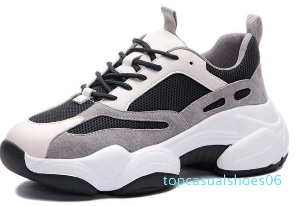 

2019 net red ins super fire old shoes women new thick bottom breathable mesh face wisdom smoke sports casual shoes t06, Black