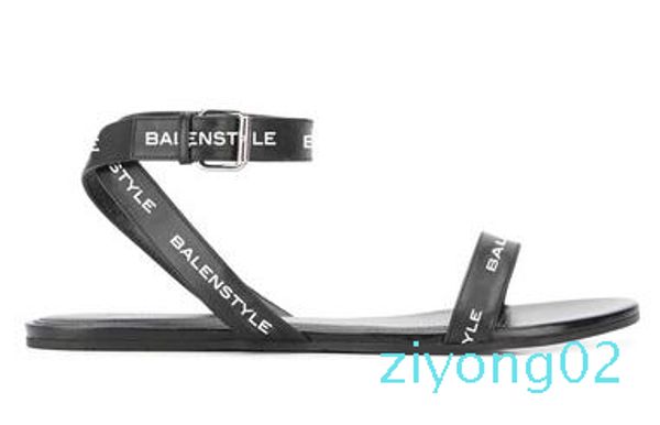 

2019 ladies flat sandals designer design slide female slippers gladiator leather ladies drag letter decoration, Black