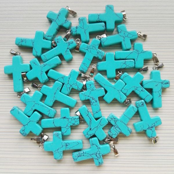 

wholesale turquoises cross pendants for jewelry making fashion charm trendy man necklace accessories 50ps ing, Silver