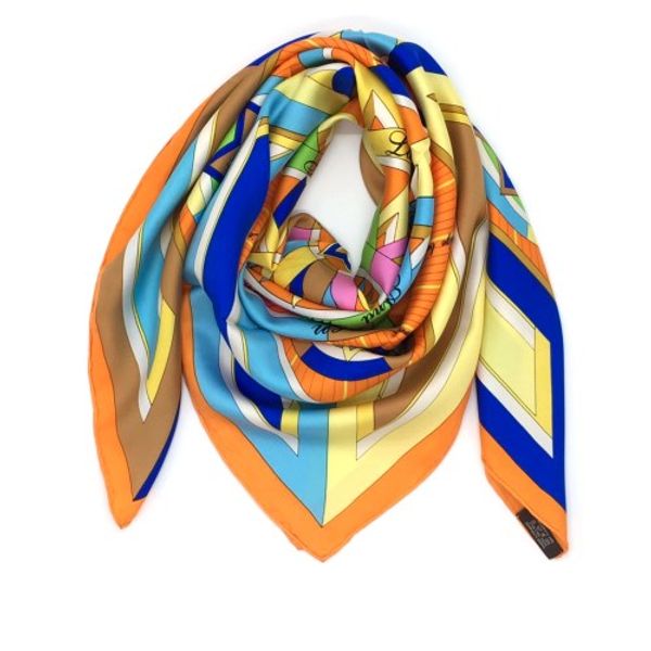 

wholesale-new 90*90cm 100%silk material print la rose dea vents square scarf for women, Blue;gray