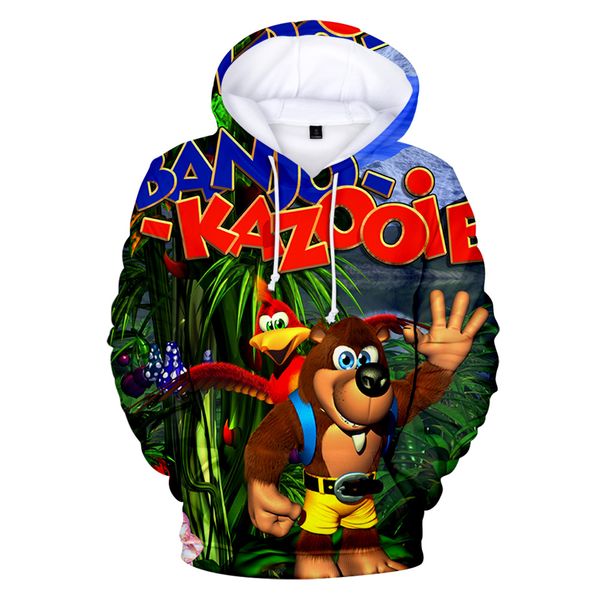 

new arrival men hoodies banjo kazooie 3d hoodies men women 2019 fall/winter racing games banjo kazooie, Black