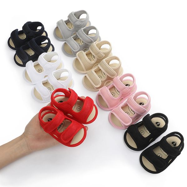 

baby sandals newborn baby boy girl kids leisure crib shoes soft sole sandals 0-18m, Black;red