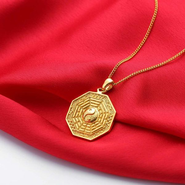 

yin and yang tai chi eight diagrams pendant necklace for men women hip hop luxury designer chinese traditional lucky charm amulet necklaces, Silver