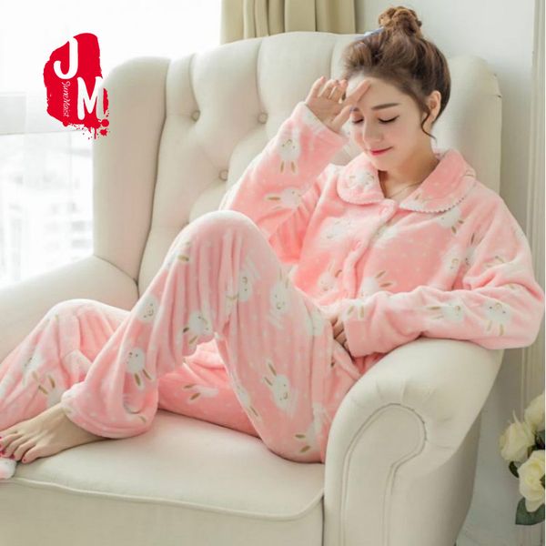 

sleepwear women set long sleeve pijama women winter coral fleeceÂ pajama for solid pyjama plus size flannelm l xl xxl, Black;red