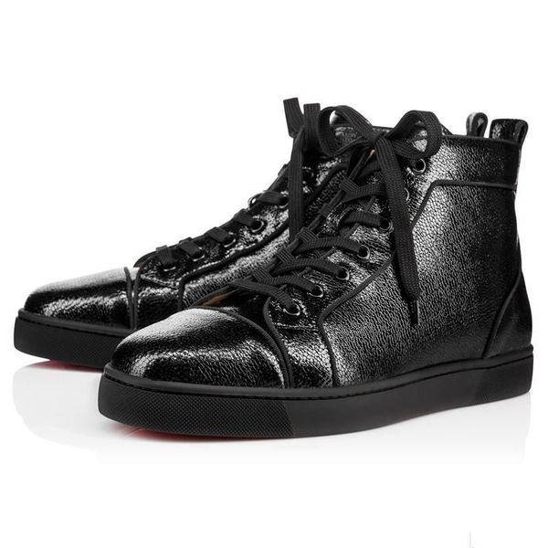 

original box] luxurious red bottom mens,women shoes genuine leather high sneakers shoes,outdoor flat with walking party shoes t16, Black