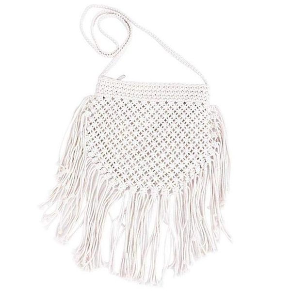 

handmade crossbody bag retro tassel straw bag cotton thread beach for women