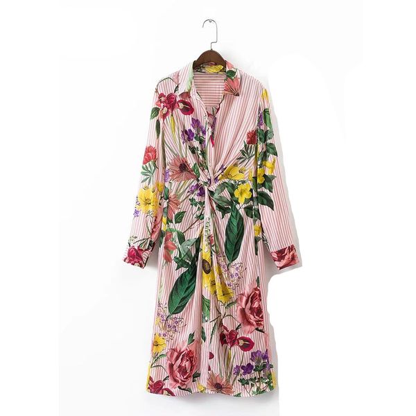 

Floral Print Women Dress Summer Casual Fashion Long Kimono Shirt Dress Cardigan Elegant New Size S-L
