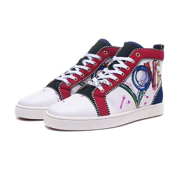 

with box womens casual shoe prefer party shoes spikes red bottom sneaker flat mens high lace-up fashion wedding chaussures, Black