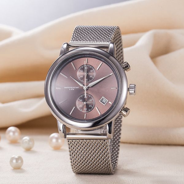 

fashion brand dress boss men watches montre homme luxury metal mesh belt business quartz watch men all dials work male clock reloj hombre, Slivery;brown