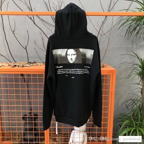 

brand new mona lisa hoodie hip hop street sport mens designer hoodies black white loose fit pullover sweatshirt