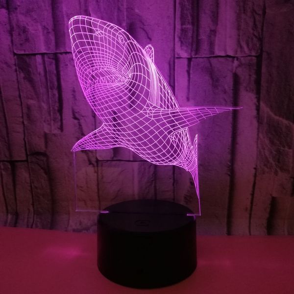 

shark colorful 3d three-dimensional lamp led gradual change 3d lamps and lanterns second gram force vision lamp colorful touch desk lamp