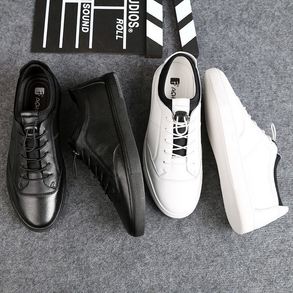 

2019 new style trend full-grain leather shoes men's england fashion casual leather shoes korean-style versatile men trendy, Black