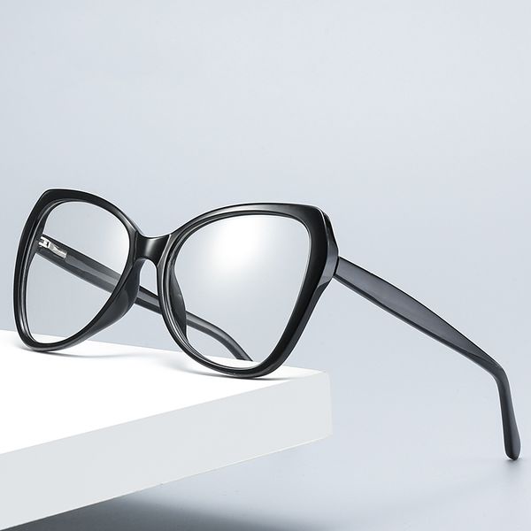 

large frame anti blueray plain eyeglasses women tr90 glasses frame spring pin leg fashion sequin glasses, White;black