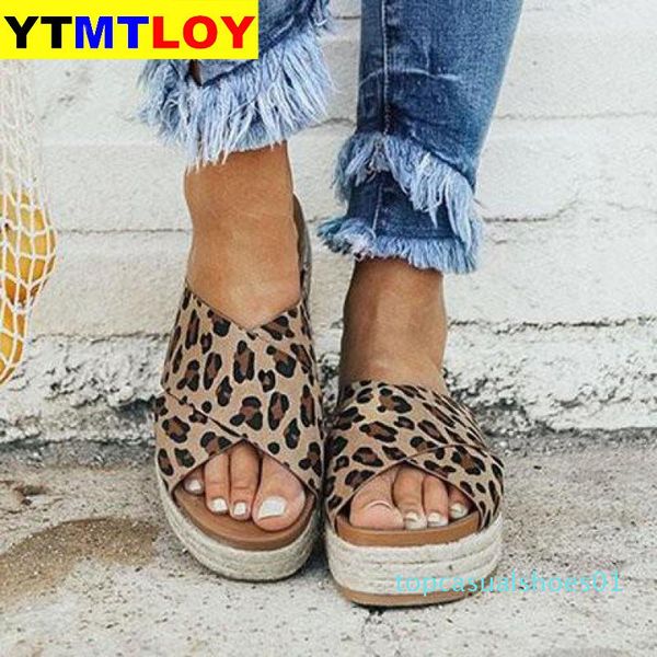 

leopard summer sandals women slippers peep toe platform casual shoes woman beach flip flops female slides sandalia feminina t01, Black