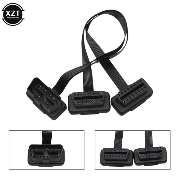 

flat+thin 16pin obd 2 extender obd2 16 pin elm327 male to dual female y splitter elbow obdii extension connector cable