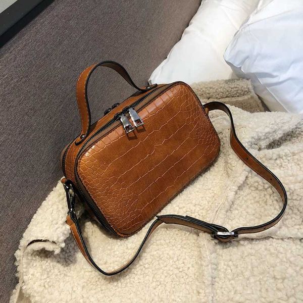 

women's bag 2020 new korean fashion crocodile pattern handbag messenger small shoulder retro casual