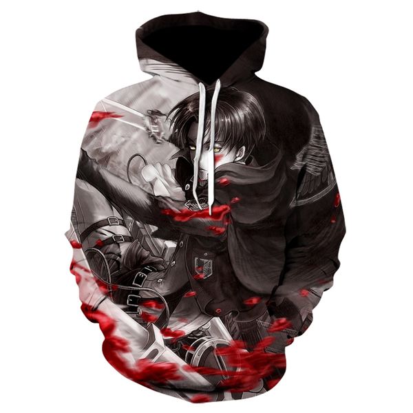 

harajuku hoodies 3d printing attack giant men and women hoodie long sleeve jacket cartoon sportswear for men and women 2019, Black