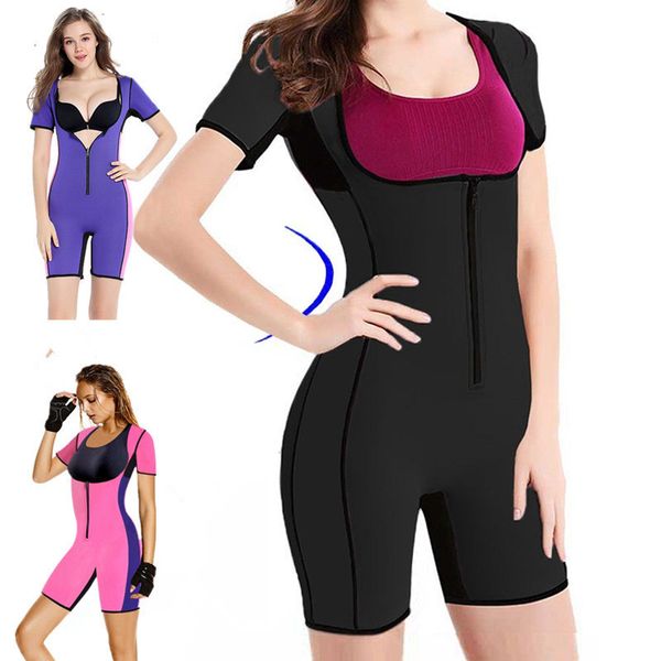 

костюмы женщины сауна bodysuit shaper пояс для похудения тренер пот всего тела формирователи моделирование bodysuits неопрена нижнее белье, Black;white