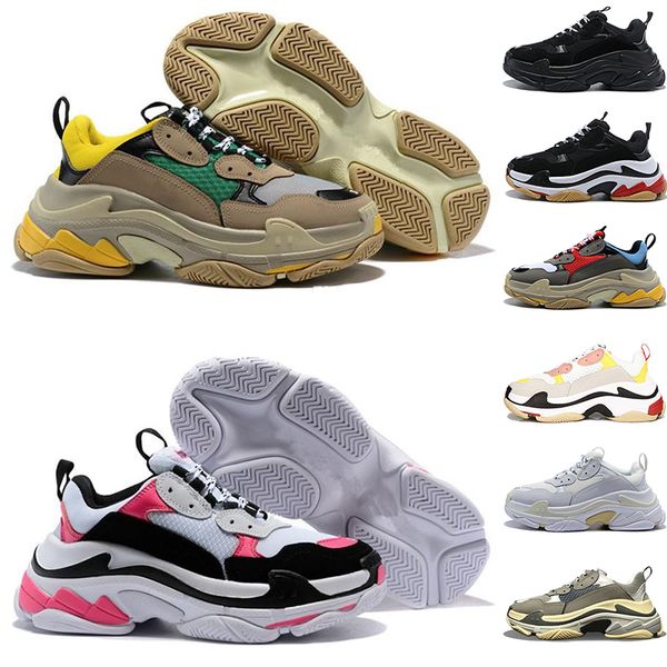 

luxury designer triple s mens womens casual shoes vintage black pink slate classic old dad shoes platform thick bottom heel sneakers 36-45