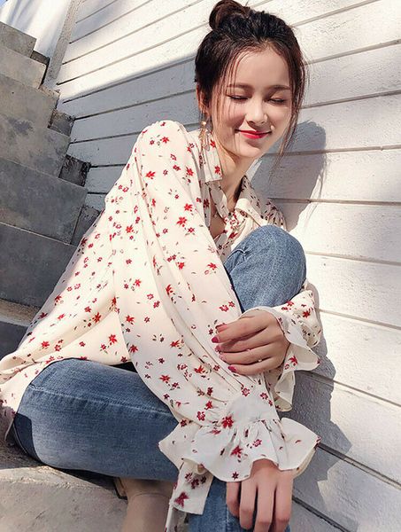 

women fashion loose cotton chiffon blouse early spring printed shirt ladies plus size vest shirt shirts casual clothes, White