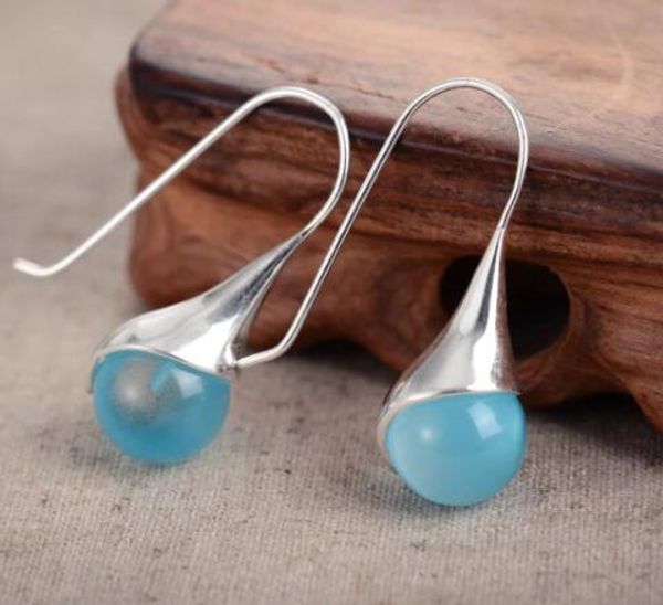 

eardrop ювелирных изделий серьги brincos pendientes природной синий зеленый gem мотаться серьгами 925 серебра ювелирных изделий для женщин, Silver