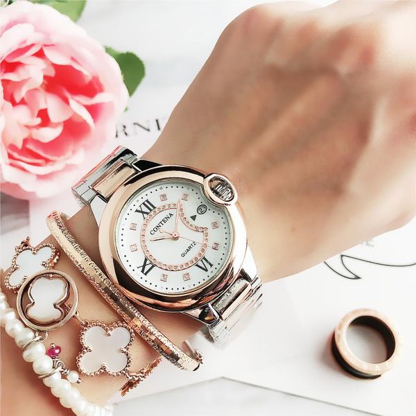 

6422mz contena куанг ченнай часы оптом женские часы, Slivery;brown