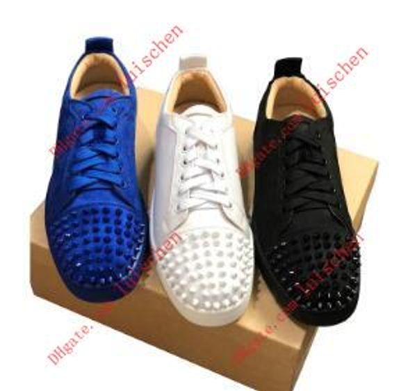 

red bottom designer sneakers low cut suede spike shoe luxury shoes for men and women shoes party wedding crystal leather sneakers 01, Black