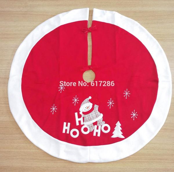 

red christmas tree skirt snowman fleece christmas tree decoration gift 90cm