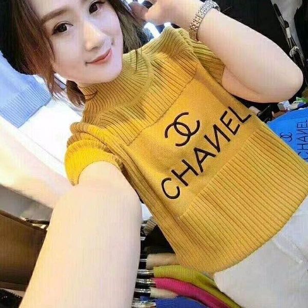 

2020 the latest spring and summer new wool turtleneck sweater, women's slim temperament short-sleeve sweater, of postage, White;black